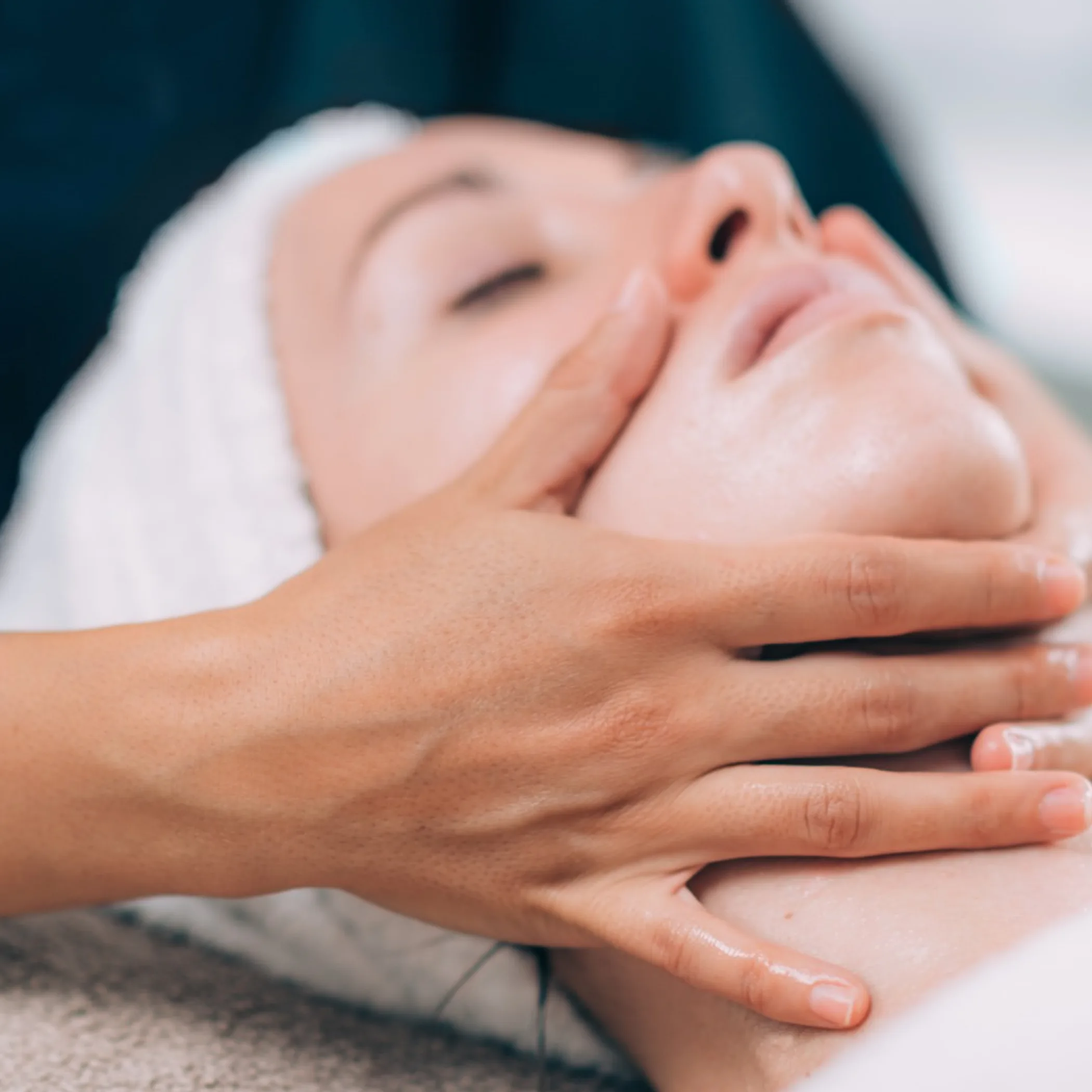 skincare treatment on neck and face